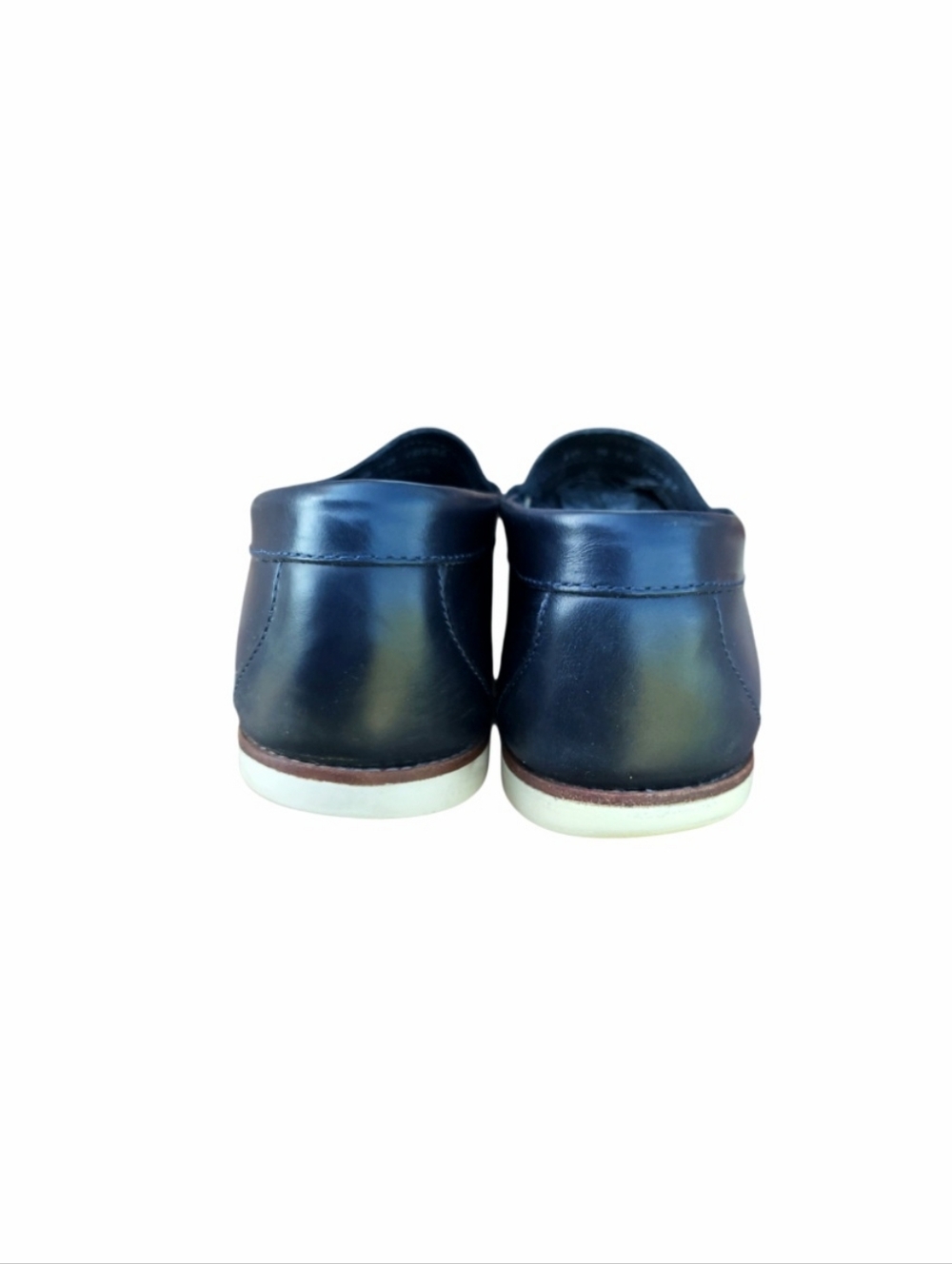 Bass Weejuns Navy Blue Leather Slip On Boat Penny Loafer Casual Shoe Men 10 GH - Picture 6 of 11
